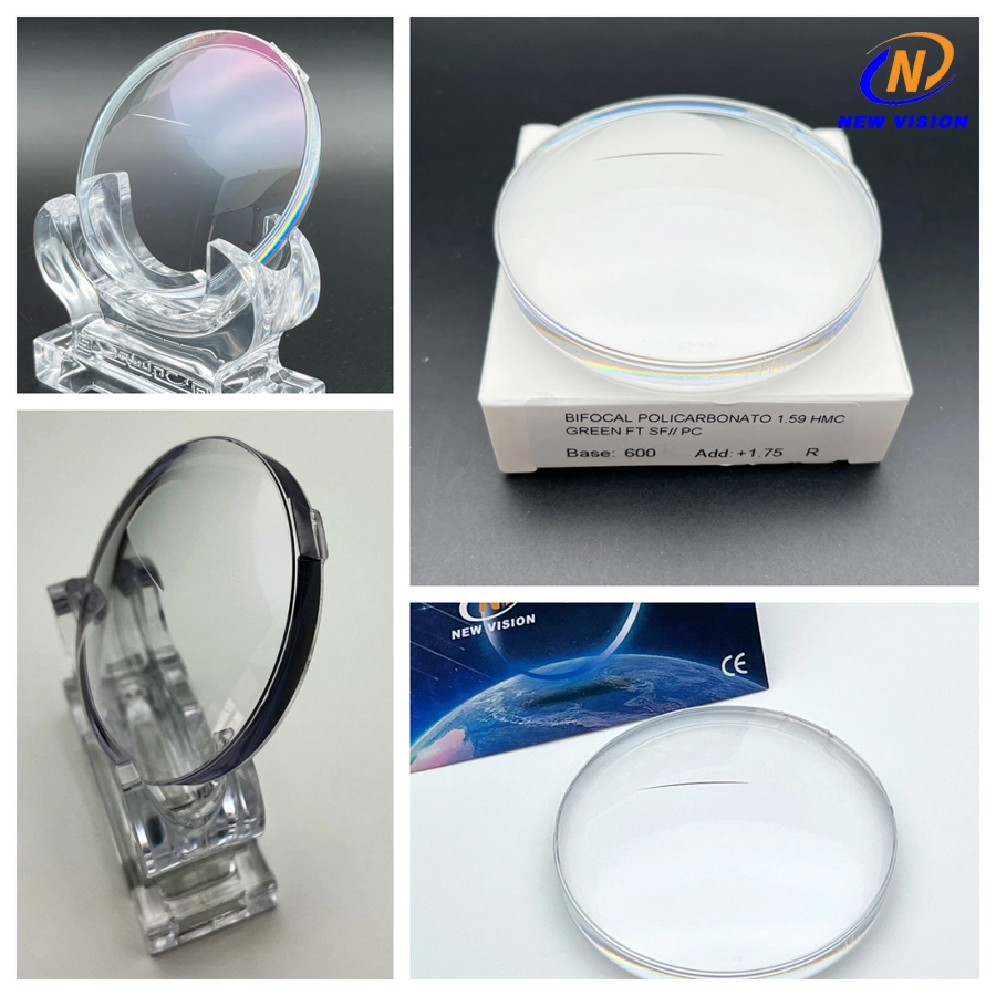 1.591 Polycarbonate Sf Flat Top Bifocal Hmc Green Coating Optical Glasses Lens