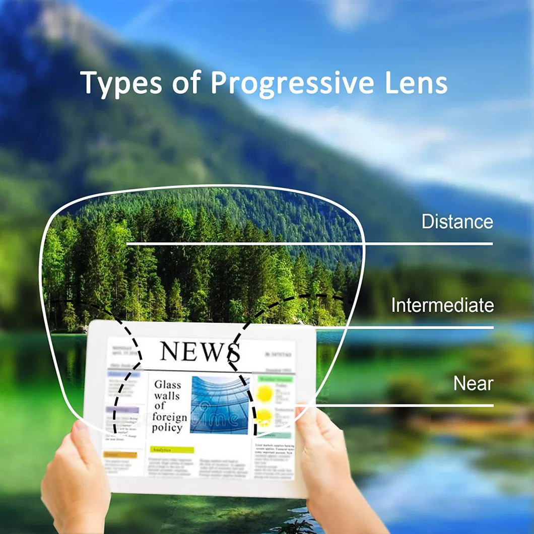 Mutifocal Lens 1.56 Index Progressive Cr39 Lens Eyeglasses Lenses for Far and Near Vision