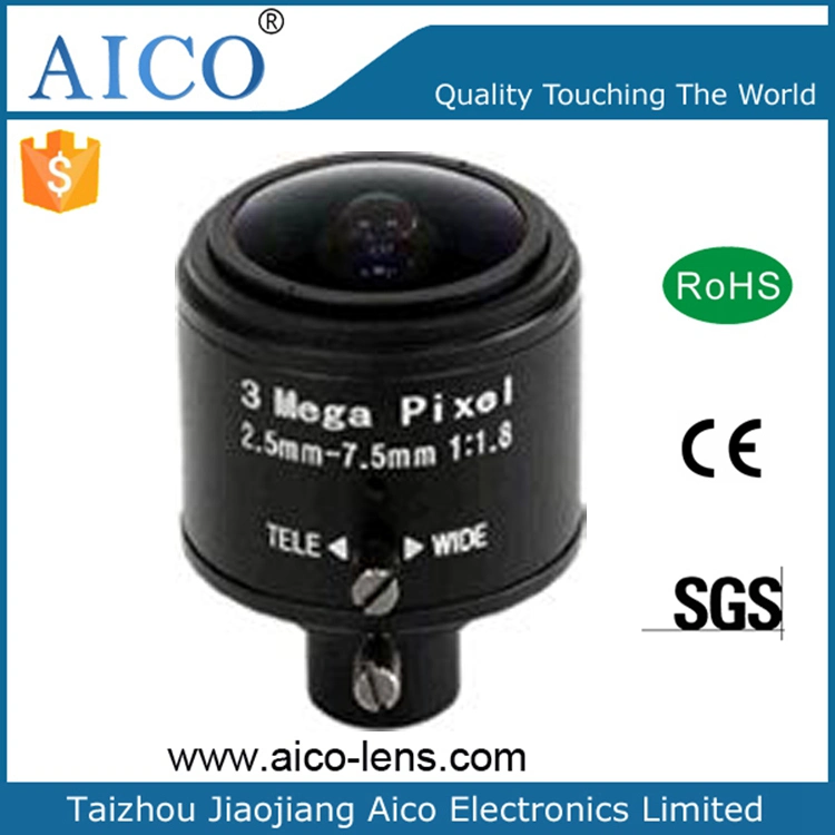 1/2.7&quot; F1.8 2.5mm to 7.5mm Manual Iris 3MP 2.5-7.5 mm D14 Mount Wide Angle Varifocal Zoom CCTV Board Lenses Lens