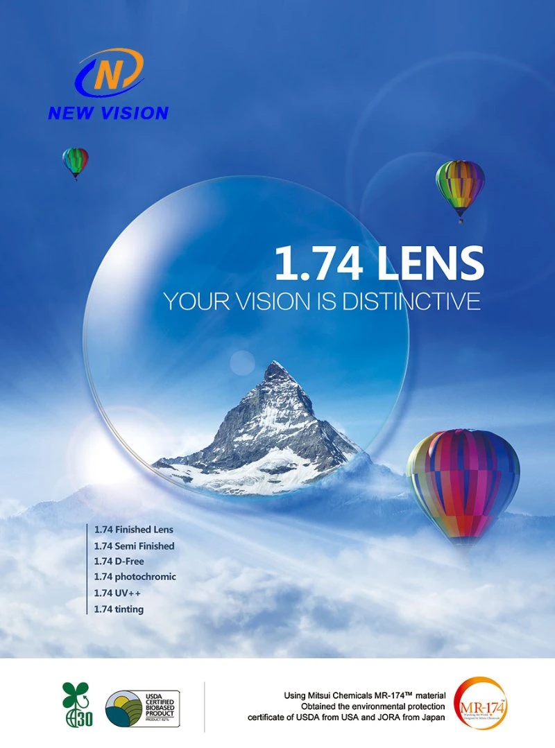 1.74 Semi Finished Aspherical Optical Lens; Ultra-Thin Resin Lens