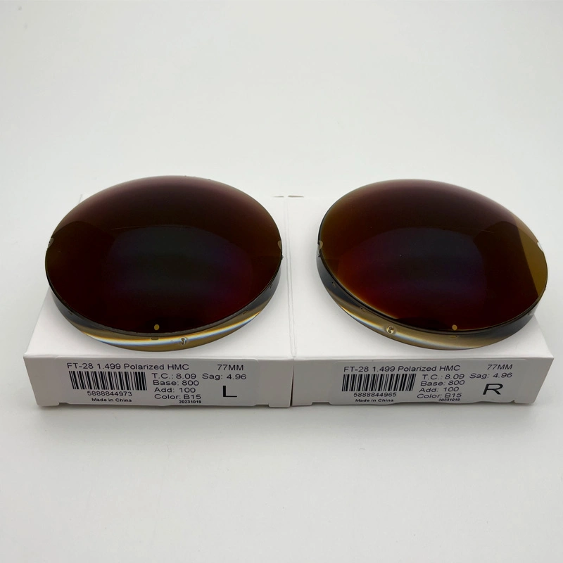Semi-Finished FT Cr39 Anti-Reflective Polarized B15 Brown Optical Lens