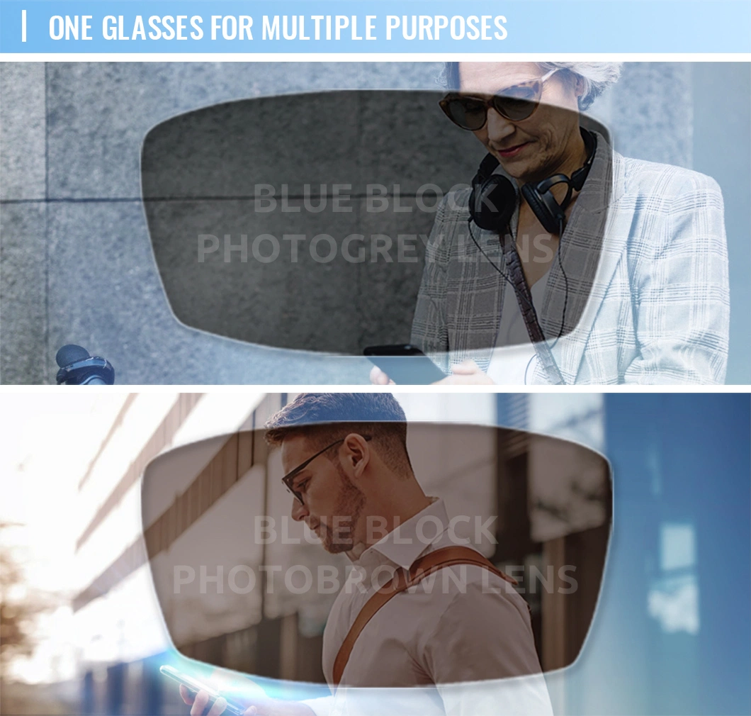 High Index 1.67 Asp UV420 Blue Light Blocking Hmc EMI Photochromic Optical Eyeglasses Lens