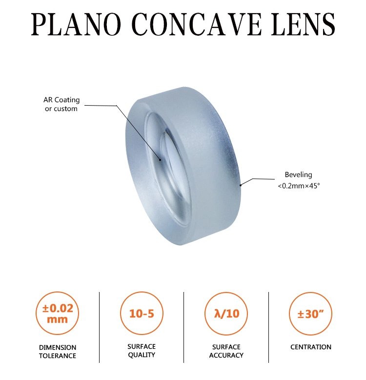 D6.3mm Focal Length -16mm -12.5mm Manufacturer Optical Glass Bk7 K9 Glass Plano Concave Spherical Lens