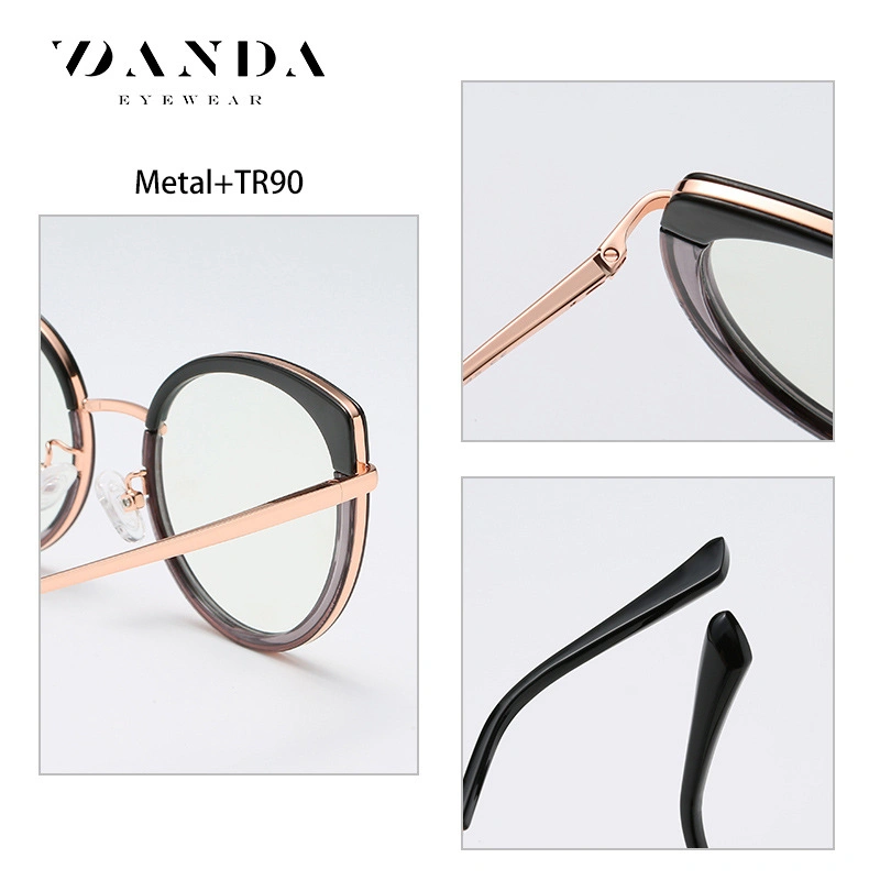 Cross-Border New Tr90 Anti-Blue Light Glasses Frame European and American Spring-Leg Glasses Wb610 Two-Color Frame Can Be Equipped with Myopia