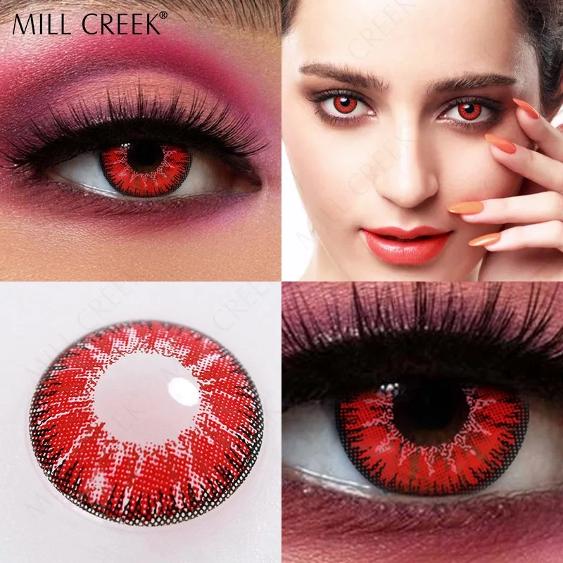 Ksseye Most Natural Colored Icy Red Tinted Contact Lenses Yearly 14.5mm