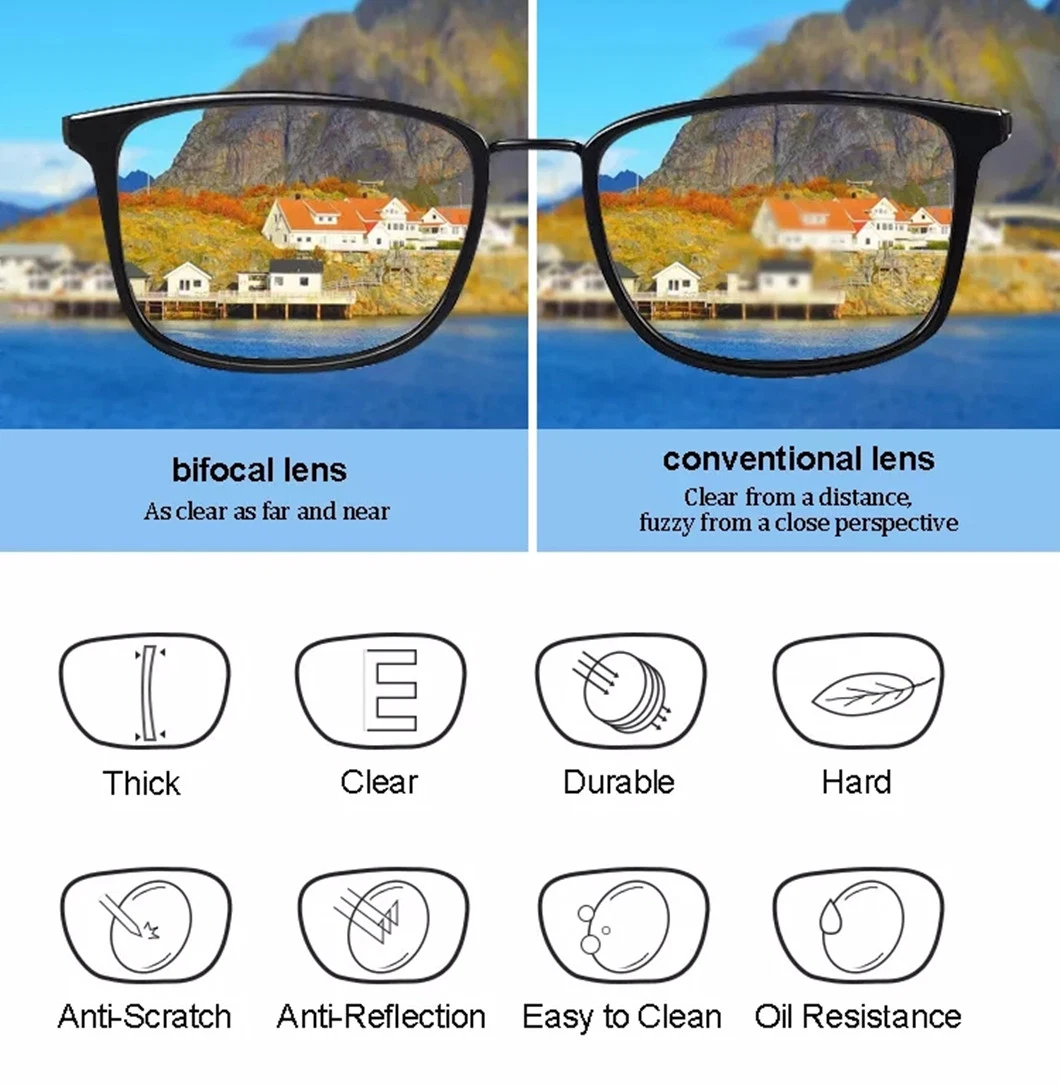 Blue Reflect Lenses 1.56 Flat Top Bifocal Hmc Blue Cut Optical Lens Eyewear Lenses for Sale