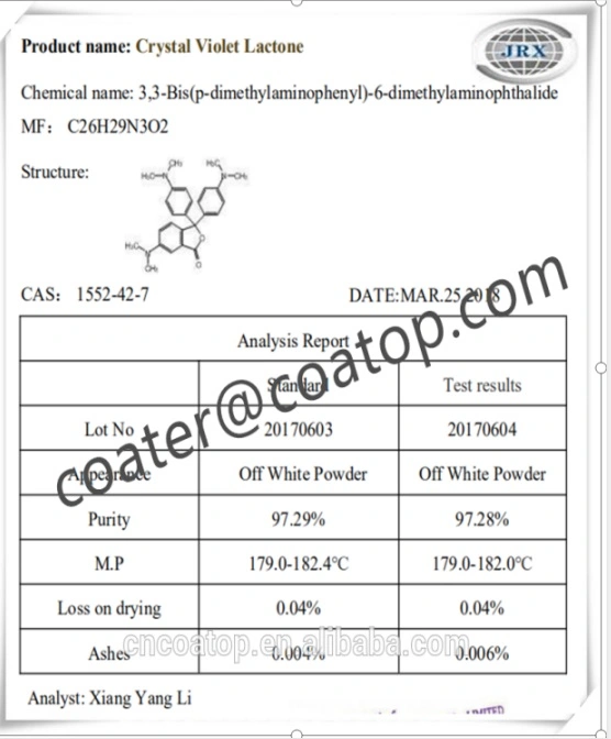 CAS No 1552-42-7 Thermal Barrier Coating Slurry Blue Crystal Violet Lactone Cvl
