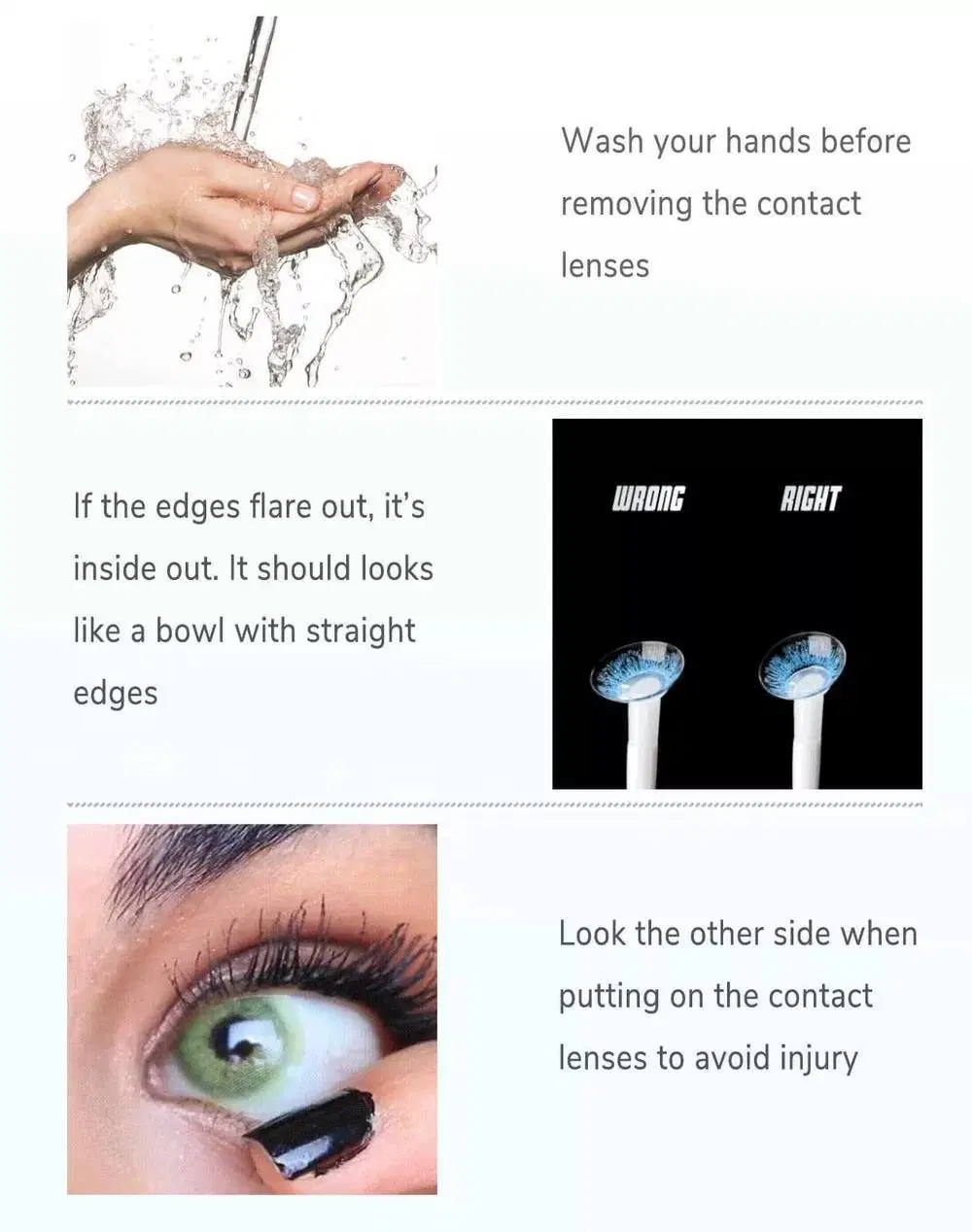 Ksseye Natural Black Contacts Cosmetic Tinted Circle Black Pupil 3 Tone Contact Lenses for Dark Eyes