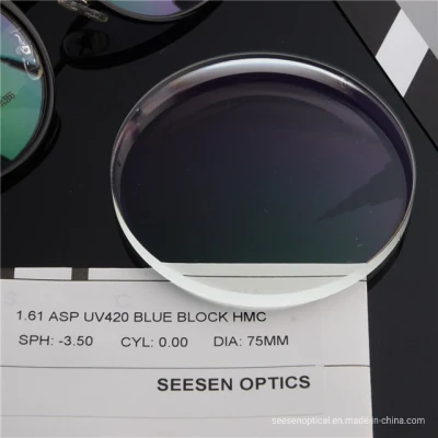 CR-39 High Index 1,61 lente de gafas de luz azul Rayo azul Bloqueo de objetivos de prescripción