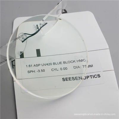CR-39 High Index 1,61 lente de gafas de luz azul Rayo azul Bloqueo de objetivos de prescripción