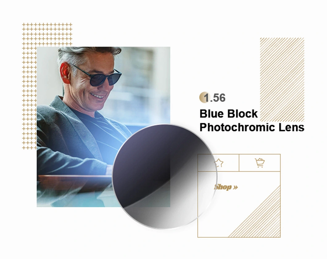 Blue Photochromic Lens 1.56 UV420 Blue Cut Photochromic Hmc Optical Lenses