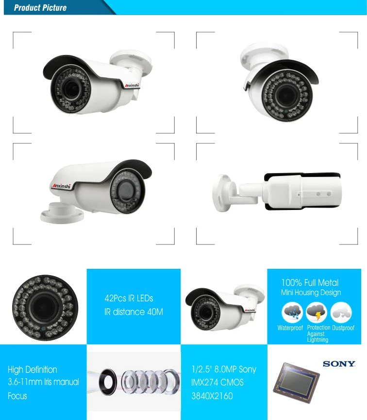 4K Sony Best Home Security Camera CMOS Sony226 Bullet 12MP Camera