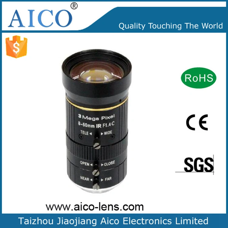 8.0mm-50mm 1/2.5&quot; F1.4 Manual Iris 3 Megapixel C Mount Varifocal CCTV Zoom Camera Lense Lens
