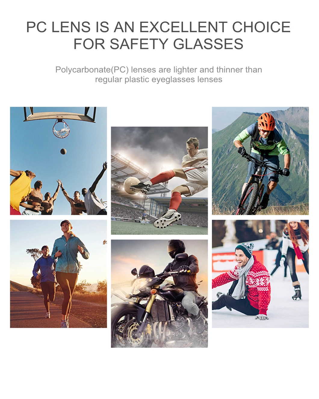 PC Polycarbonate Eyeglasses Lenses 1.59 Index Hard Coating Ophthalmic Single Vision Lenses