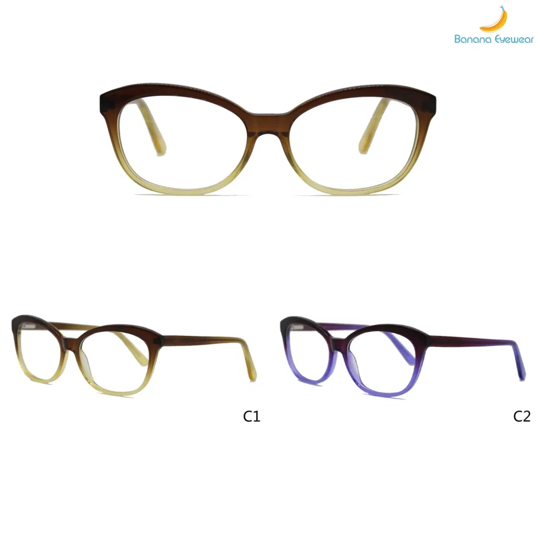 Cat Eye Wholesale Graduated Color Women Acetate Frame Optical Eyewear