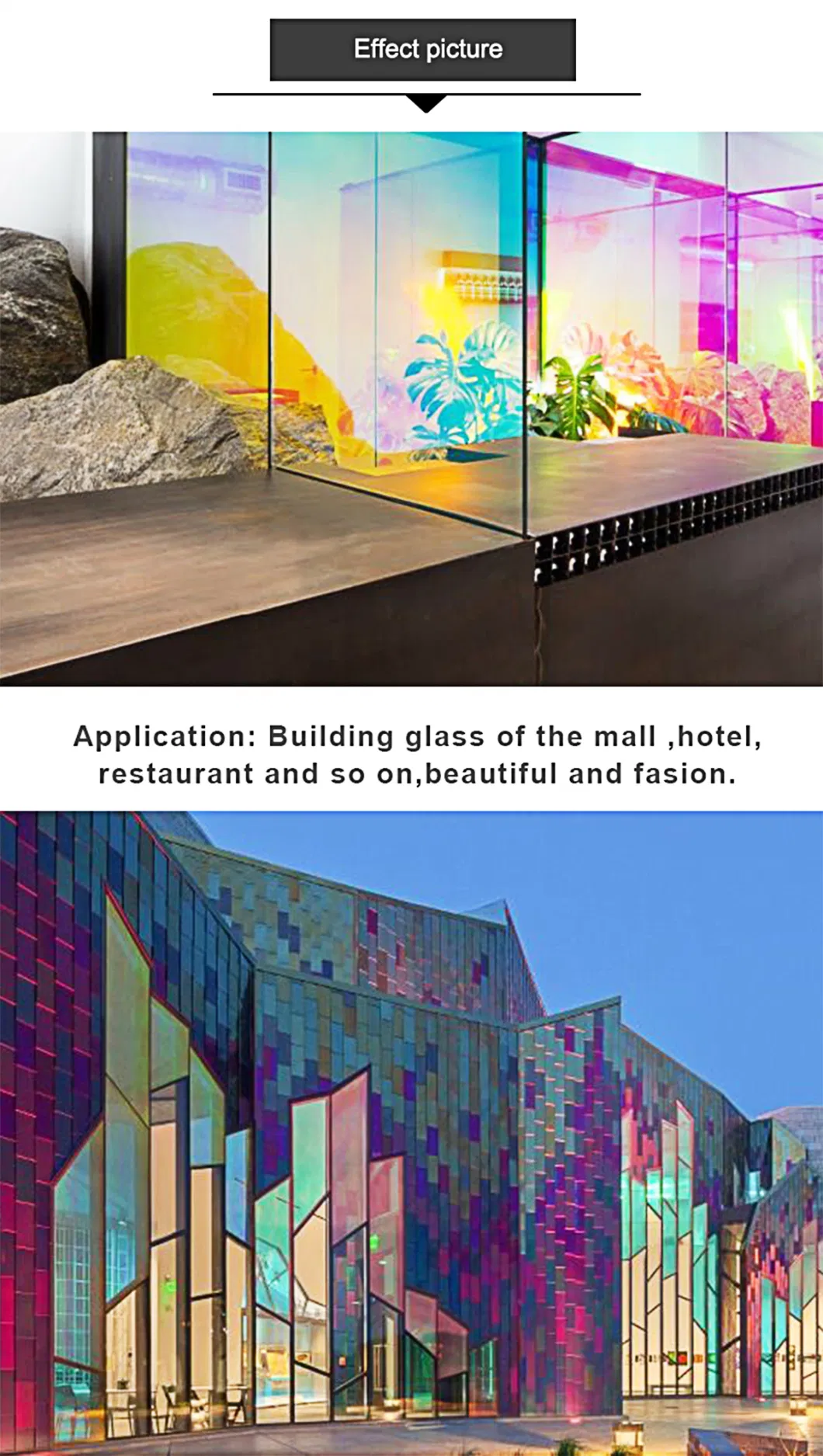 1.38*30m Wholesale Price Photochromic Dichroic Rainbow Decorative Colorful Tint Building Glass Film