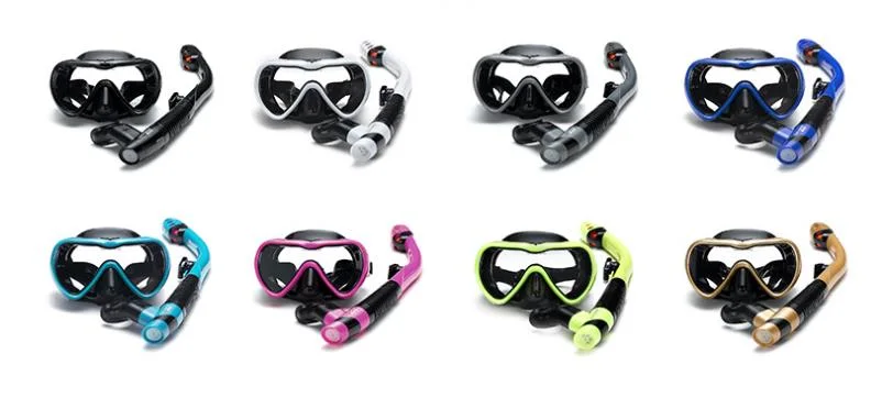 Wholesale Full-Dry Snorkeling and Tempered Glass Lens, Anti-Fog Silicone Headband Diving Mask