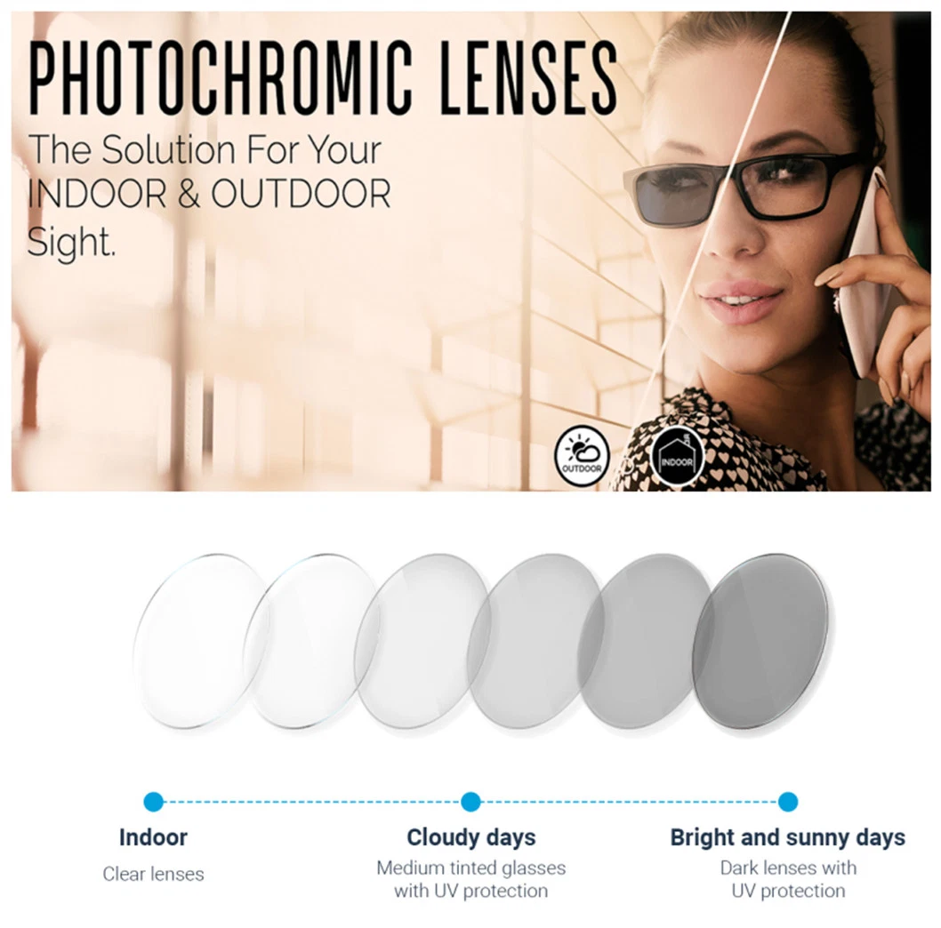 1.56 Photo Gray/Brown Photochromic Eyeglasses Optical Lenses