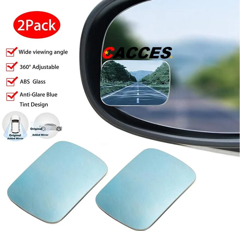 Blind Spot Car Mirror Anti-Dazzle, Rectangle Expansive View Adjustable Blind Mirror, HD Blue Glass Convex Rearview Mirror, Ultra-Thin Frameless Blind Spot Lens