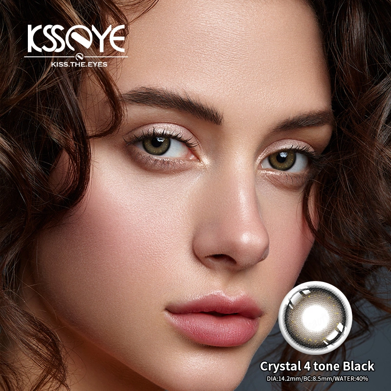 Ksseye Natural Black Contacts Cosmetic Tinted Circle Black Pupil 3 Tone Contact Lenses for Dark Eyes