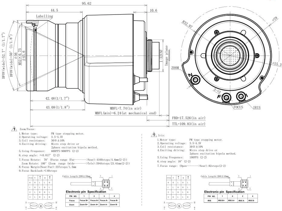 1/1.7 1/1.8&quot; Image Format F1.3 12MP 10-40mm P-Iris Motorized Focus 4K C-Mount 4X Autofocus Zoom Vari-Focal CCTV Varifocal Lens