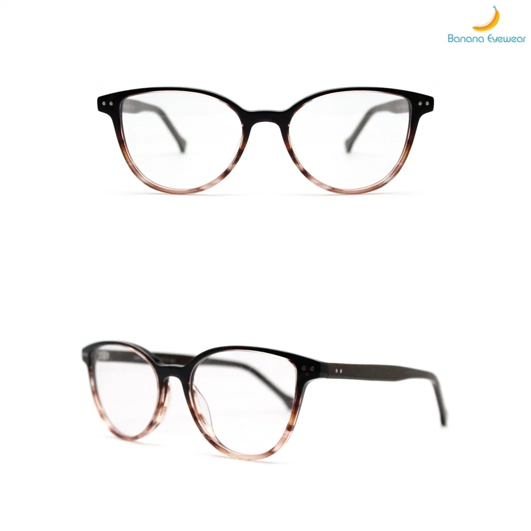 Ba19041 Graduated Brown Acetate Lady Cassual Style Acetate Optical Eyewear