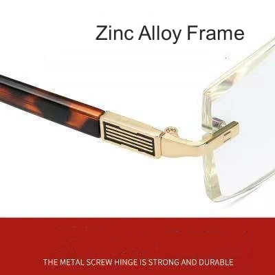 Frameless Cut Edge Metal Silicone Nosepad Anti Blue Light Reading Glasses