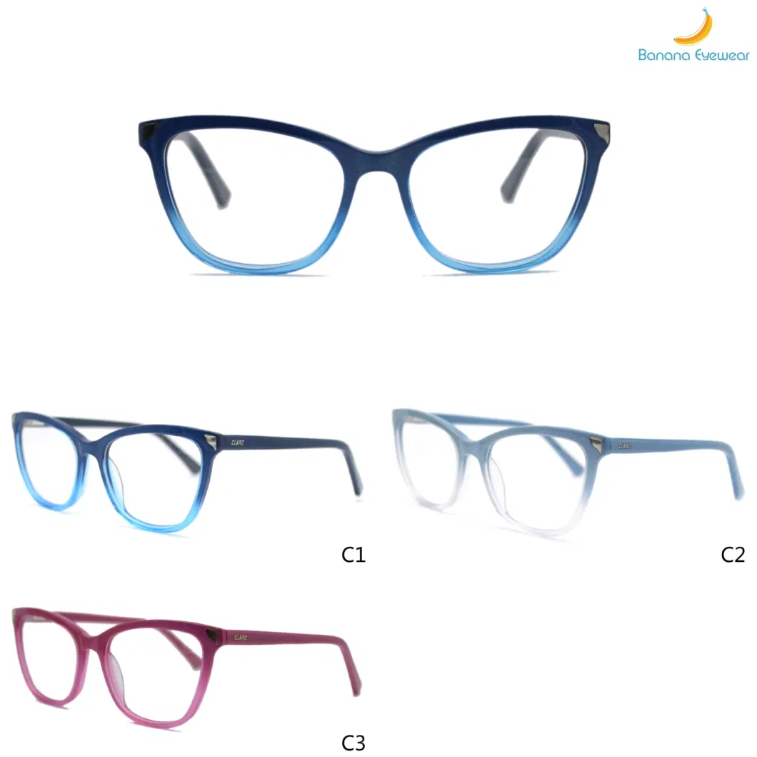 Classic Graduated Color Women Eyeglasses Acetate Frame Optical Eyewear