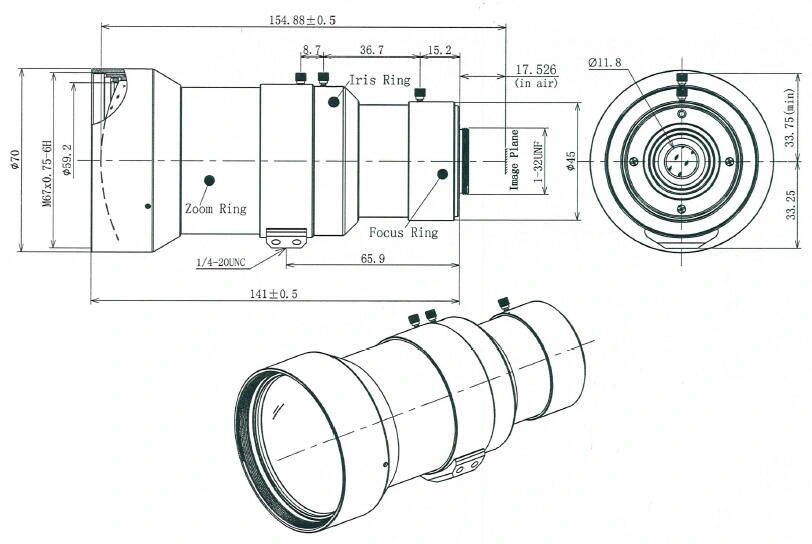 Long Focal Length Range F30mm to F120mm 8MP 4K Manual Iris Focus C Mount Varifocal Zoom CCTV Lens Lenses for 1/1.7&quot; Format Airport Surveillance