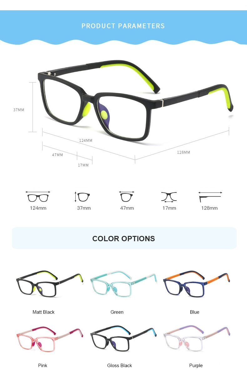 2023 New Arrival OEM Logo Company Spring Hinge Anti Blue Ray Radiation Computer Square Frame Tr90 Kids Blue Light Glasses for Children