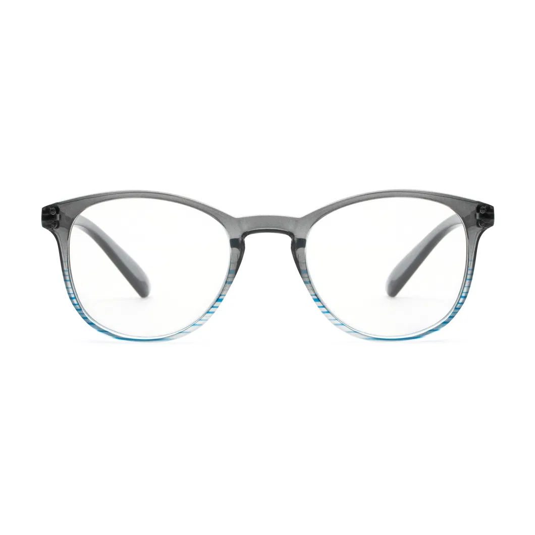 Custom Gradient Circle Frame Unisex Eyewear Glasses High Quality Blue Light Block PC Competitive Reading Glasses (WP21007)