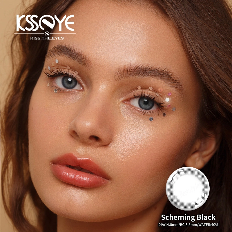 OEM Cosmetic Tinted Circle Black Grey Contact Lenses 3 Tone for Dark Eyes
