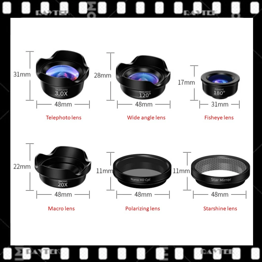 Phone Lens/iPhone Lens/Mobile Lens/Camera Lens/Fisheye Lens/Wide Angle Lens/Macro Lens