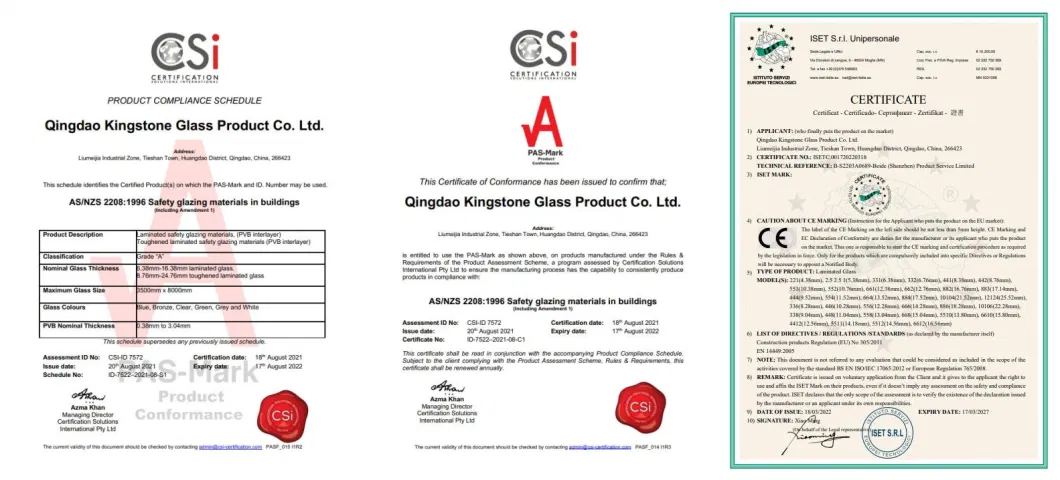 China Tempered/Safety/Glass Manufacturers in China with Csi/SGS