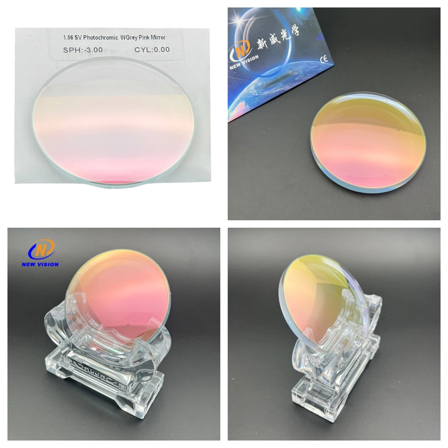 1.56 Single Vision Photochromic Wgrey Pink Mirror Optical Lens