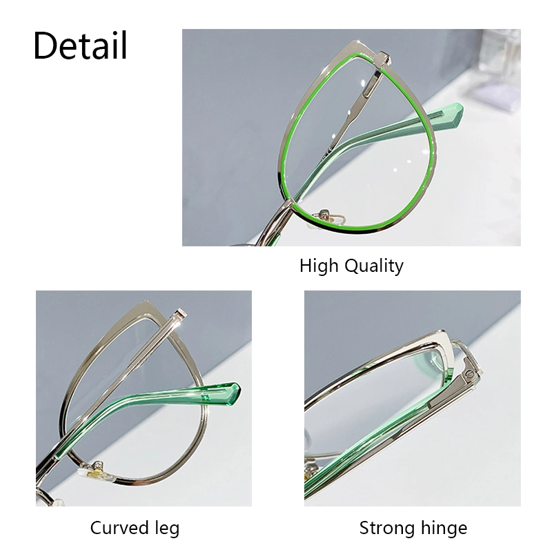 High Quality Newest Fashion Trendy Metal UV400 Protection Optical Glasses Frame Women Designer Eyeglasses Frame Anti Blue Light Cat Eye Glasses