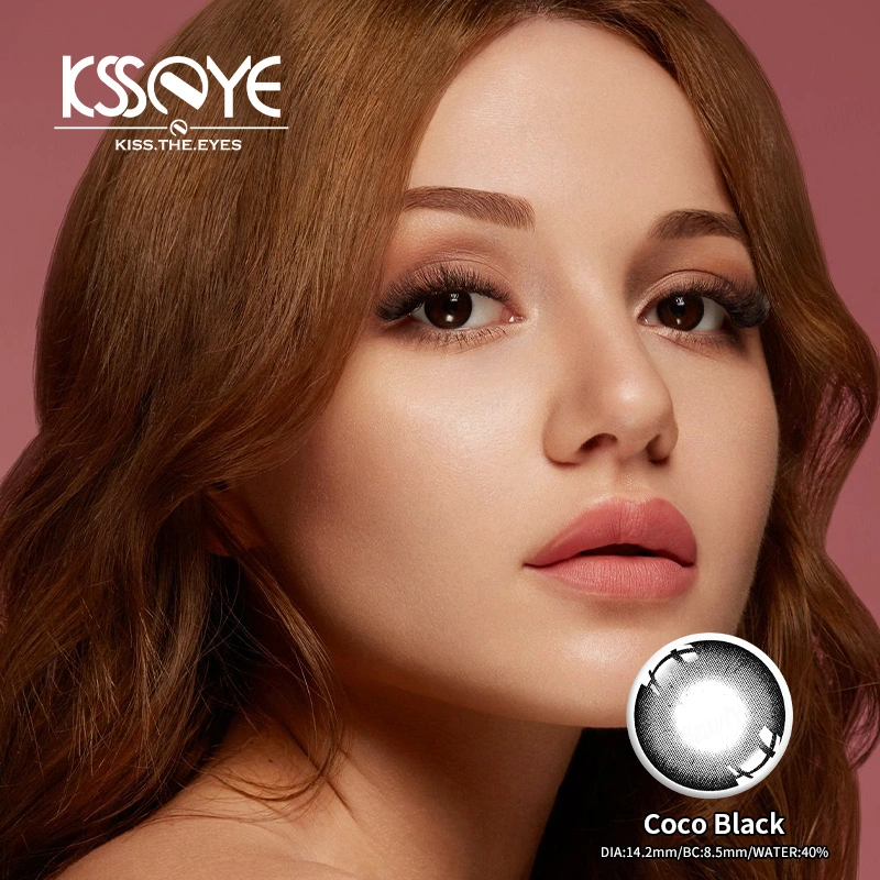 Ksseye Natural Black Contacts Cosmetic Tinted Circle Black Pupil 3 Tone Contact Lenses for Dark Eyes