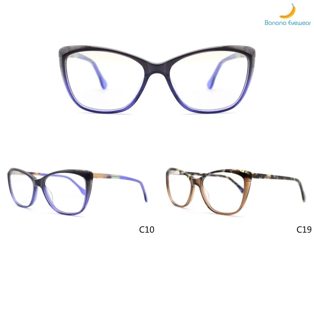 2020 Woman Fashion Fly Eye Shape Graduated Acetate Color Optical Eyewear