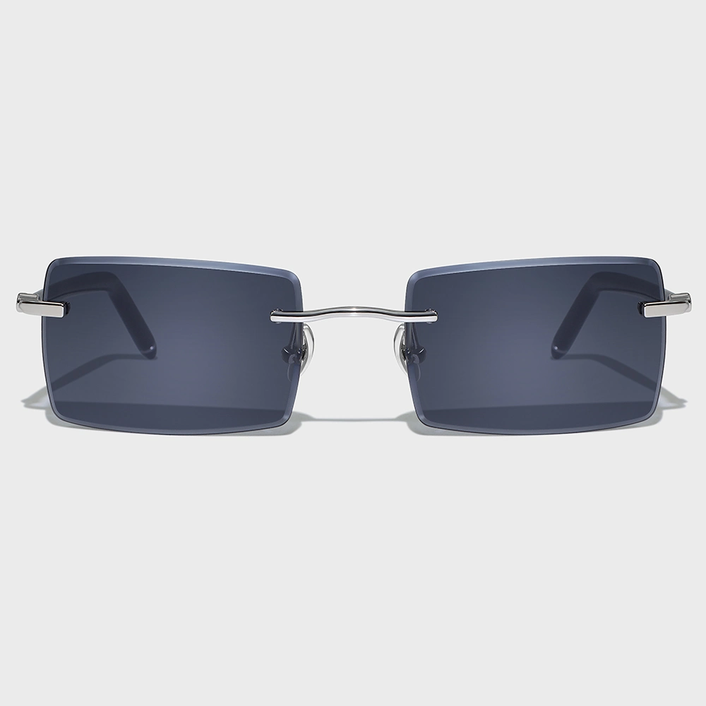 Yeetian Diamond Cut Retro Unique Luxury Men Rimless Rectangle Titanium Sunglasses