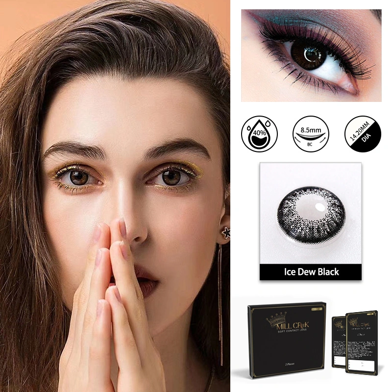 OEM Cosmetic Tinted Circle Black Grey Contact Lenses 3 Tone for Dark Eyes