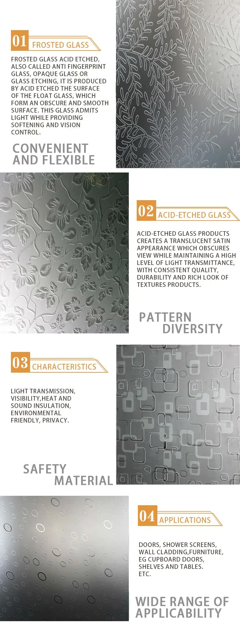Acid Etch Decorative Glass Wall Glass Manufacturer in China