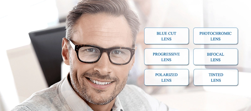Customized Retail 1.56 Hmc Blue Cutting Progressive Optical Lens