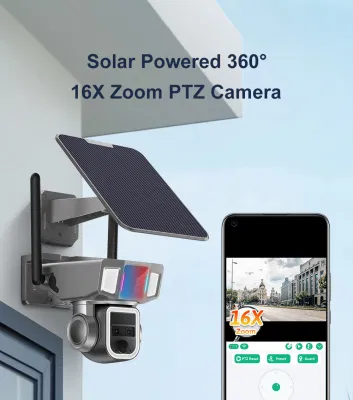 6 mm+16 mm PTZ Lens 4MP 4G/WiFi Solar Power