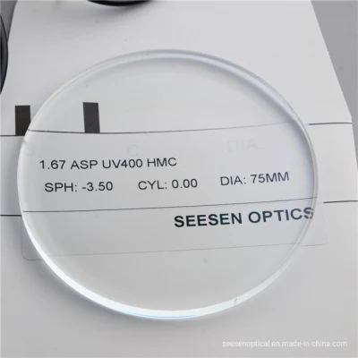 High Index 1.67 produzione lenti oftalmiche UV400 ASP asferiche finite Obiettivo a visione singola