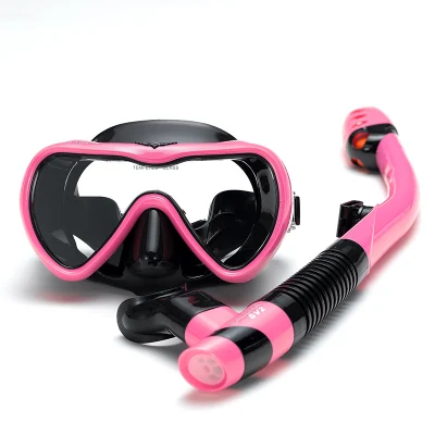 Snorkeling all&prime;ingrosso a secco completo e lenti in vetro temprato, maschera subacquea con fascia in silicone antiappannante