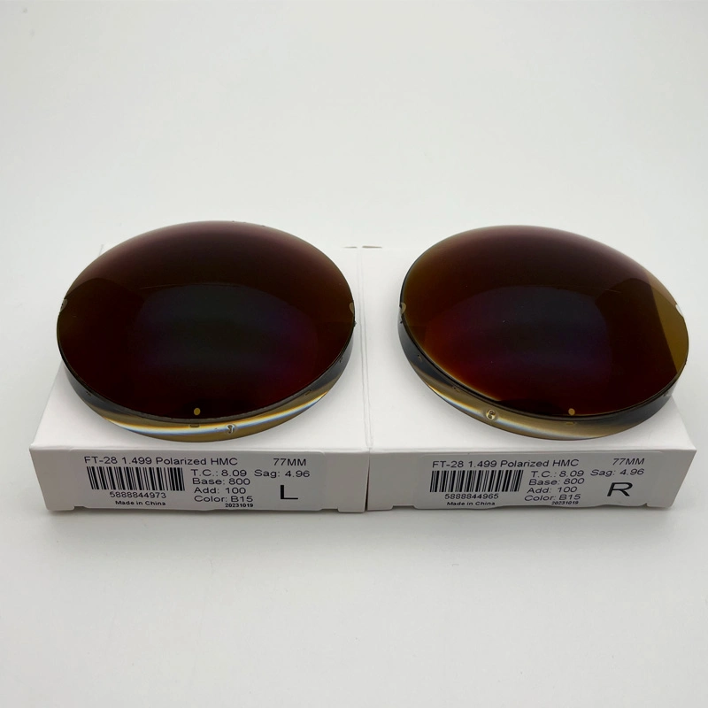 Semi Finished Flat Top Cr39 Hmc Polarized B15 Brown Optical Lens