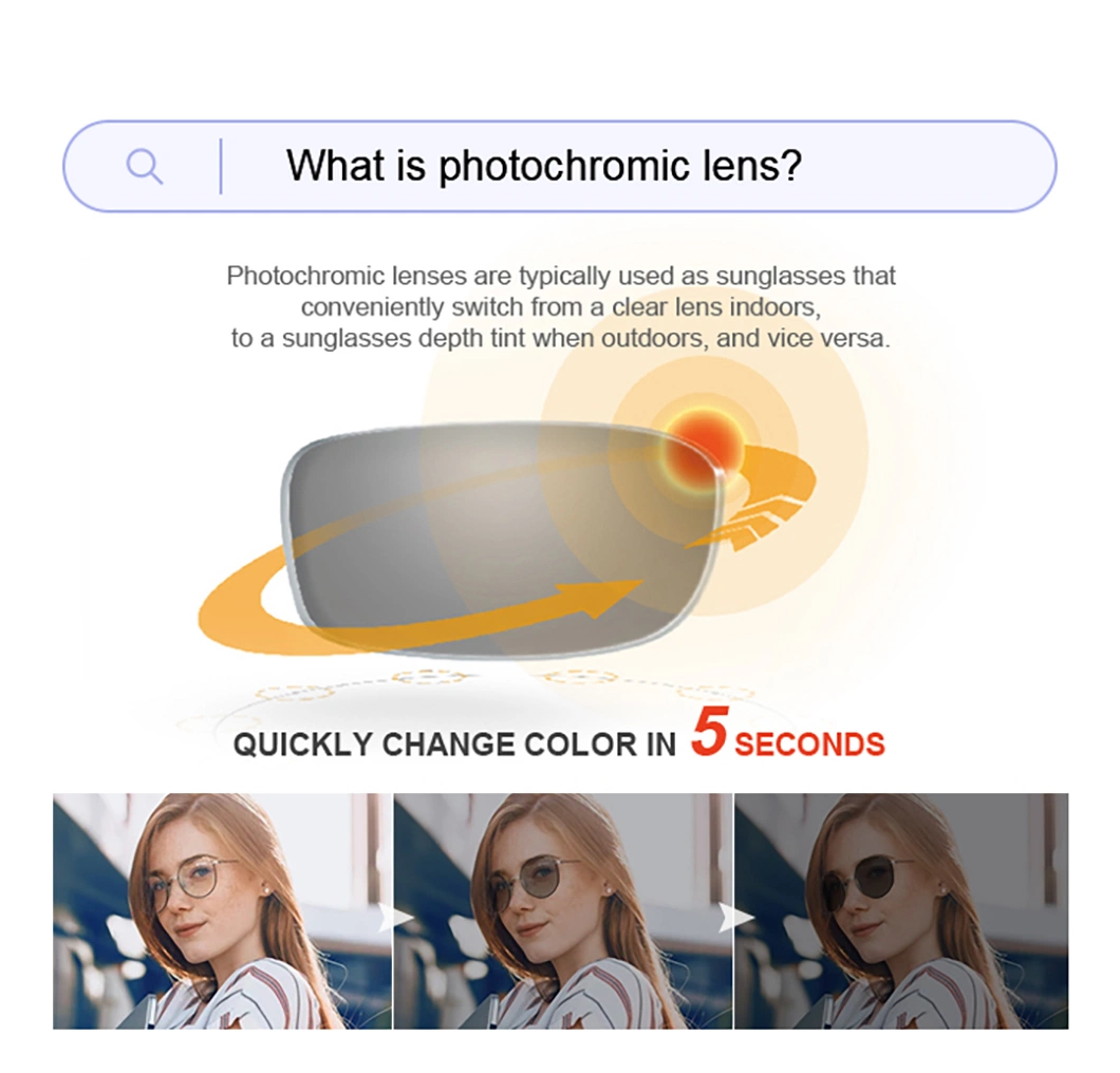 1.56 Photochromic Grey/Brown Hmc Coating Glasses Spectacle Eyeglasses Lens for Indoor and Outdoor Lenses