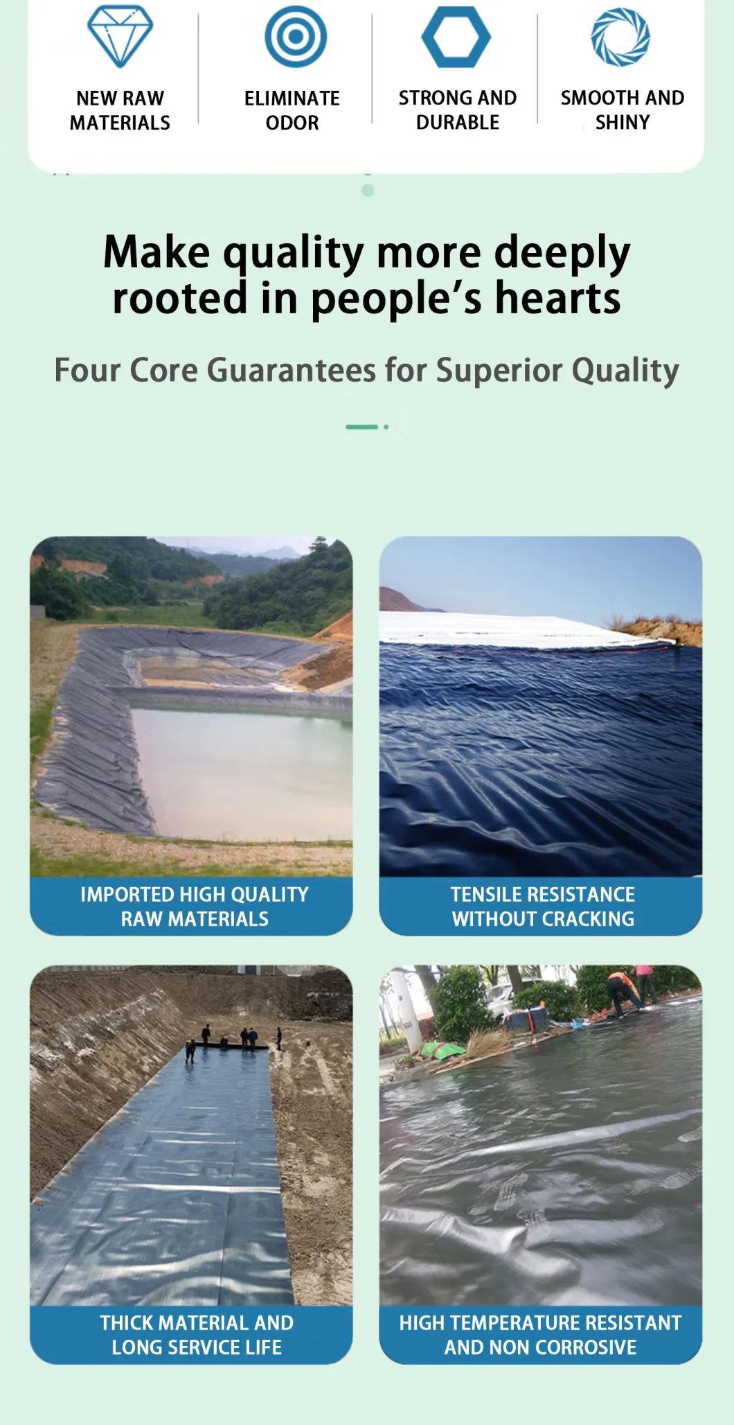 Geomembrane High Quality HDPE Geomembrane Applications Pond Lining Fish Farms Swimming Pools Global Hot Sell