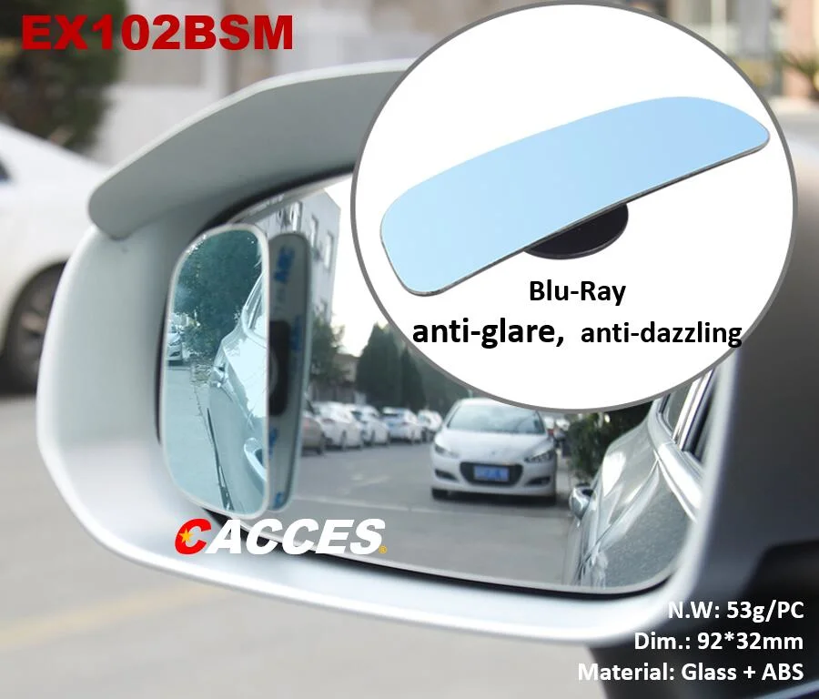 Blind Spot Car Mirror Anti-Dazzle, Rectangle Expansive View Adjustable Blind Mirror, HD Blue Glass Convex Rearview Mirror, Ultra-Thin Frameless Blind Spot Lens