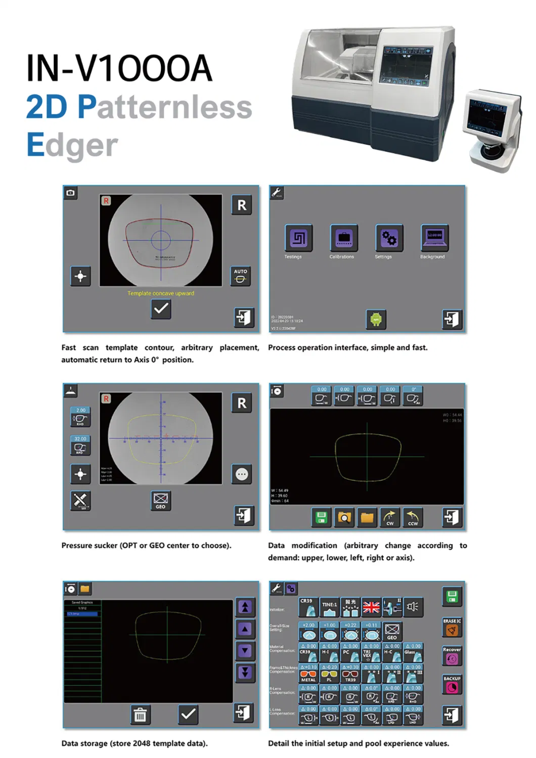 ICEN Optical Auto Lens Edger Automatical Lens Cutting Edging Machine